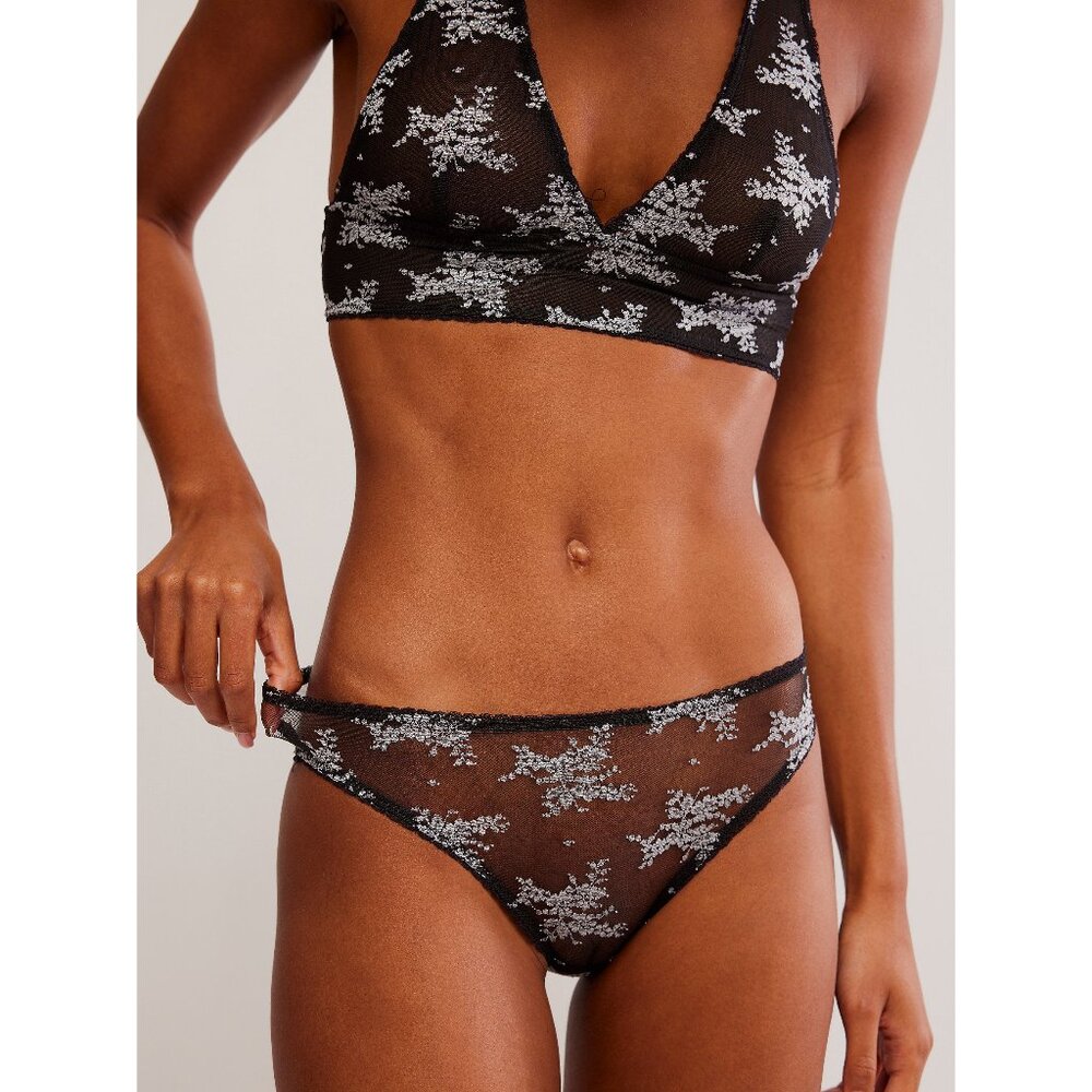 FREE PEOPLE NWT Talk About It Bikini Undies / Black Combo Size M